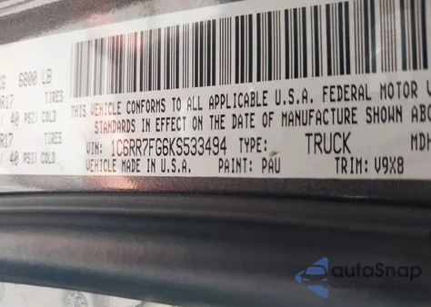 2019 Ram 1500 Classic Express 4X4 6'4 Box from USA, damaged, VIN 1C6RR7FG6KS533494